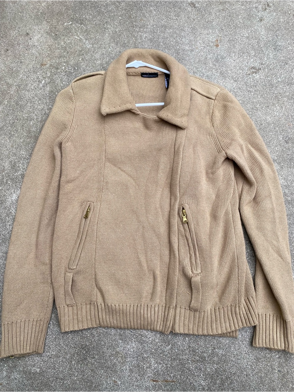 Vintage Moda International ribbed knit moto jacket sweater